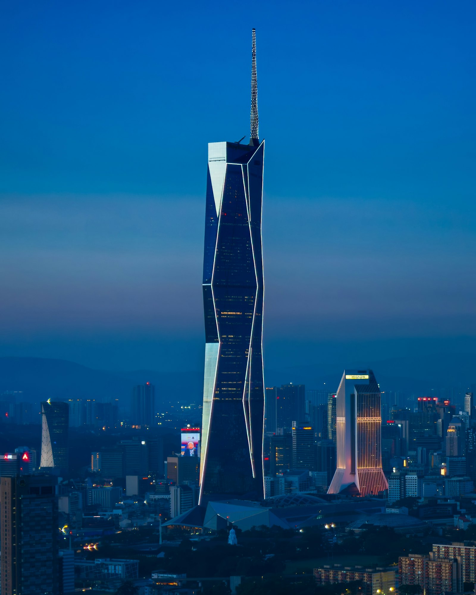 Merdeka 118 skyscraper in Kuala Lumpur at dusk